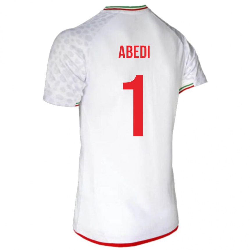 גברים כדורגל איראן Amirmohammad Abedi #1 לָבָן ג'רזי ביתית 24-26
