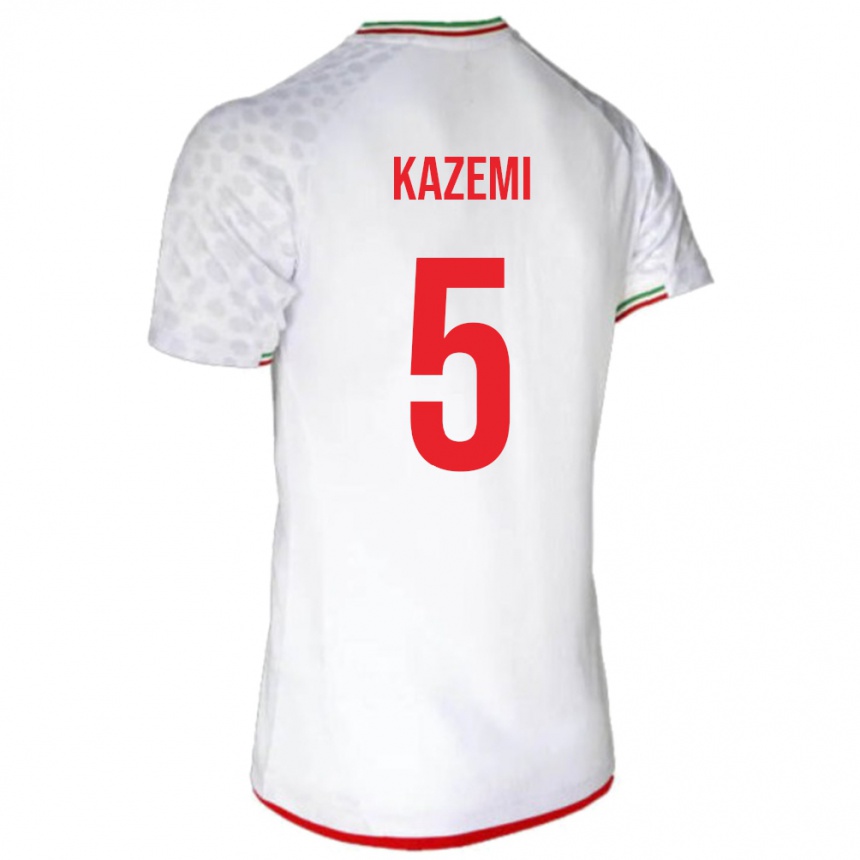 גברים כדורגל איראן Abolfazl Kazemi #5 לָבָן ג'רזי ביתית 24-26