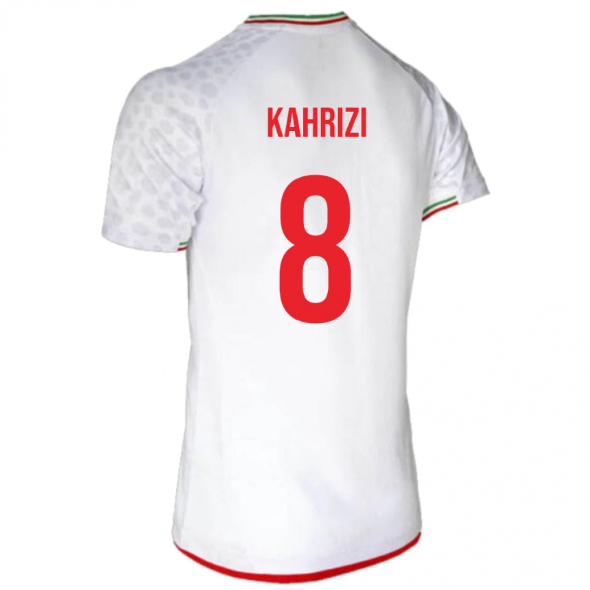 גברים כדורגל איראן Abbas Kahrizi #8 לָבָן ג'רזי ביתית 24-26