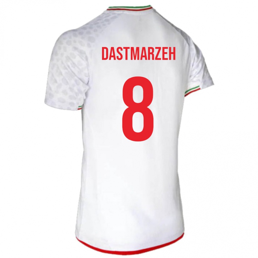 גברים כדורגל איראן Ali Dastmarzeh #8 לָבָן ג'רזי ביתית 24-26