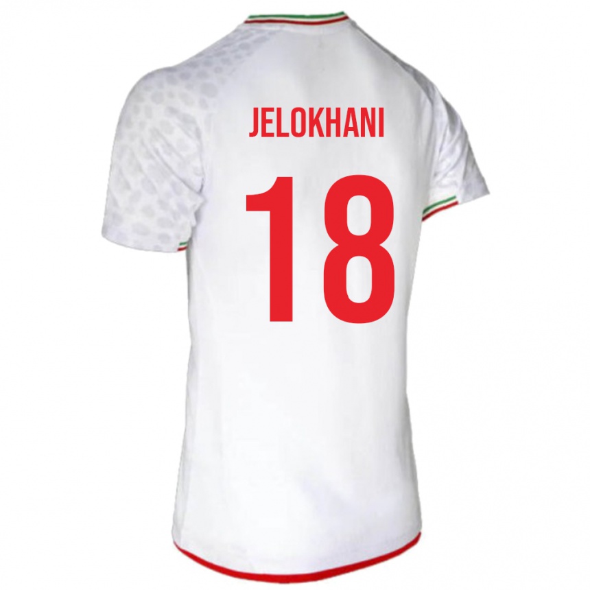 גברים כדורגל איראן Ali Jelokhani #18 לָבָן ג'רזי ביתית 24-26