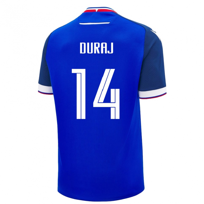 גברים כדורגל סלובקיה Michal Duraj #14 כְּחוֹל ג'רזי ביתית 24-26
