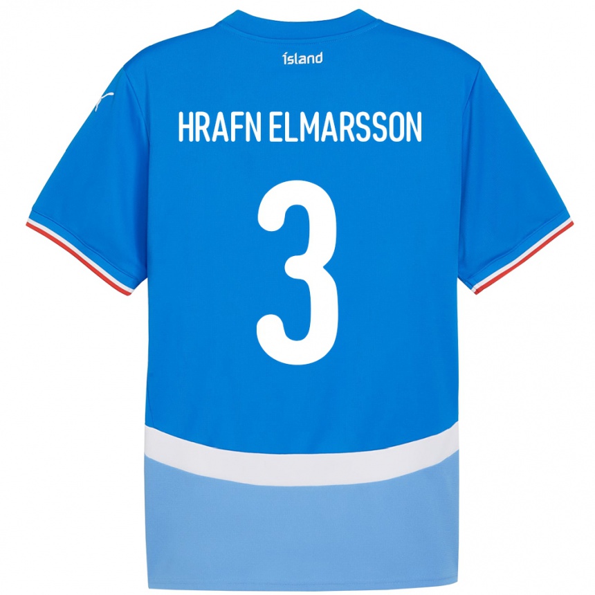 גברים כדורגל אִיסלַנד Leó Hrafn Elmarsson #3 כְּחוֹל ג'רזי ביתית 24-26