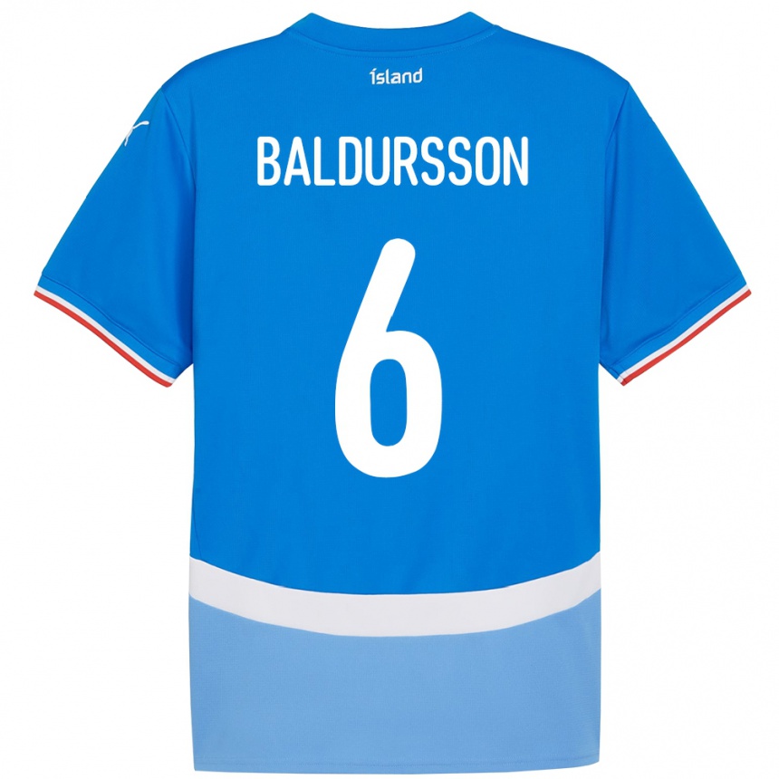 גברים כדורגל אִיסלַנד Breki Baldursson #6 כְּחוֹל ג'רזי ביתית 24-26