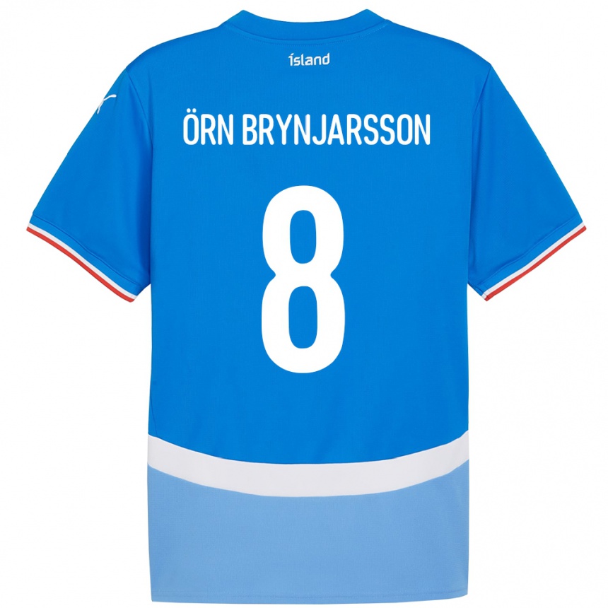 גברים כדורגל אִיסלַנד Bjarki Örn Brynjarsson #8 כְּחוֹל ג'רזי ביתית 24-26