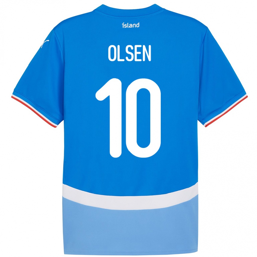 גברים כדורגל אִיסלַנד Gunnar Olsen #10 כְּחוֹל ג'רזי ביתית 24-26