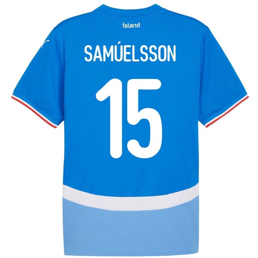 גברים כדורגל אִיסלַנד Birkir Hrafn Samúelsson #15 כְּחוֹל ג'רזי ביתית 24-26