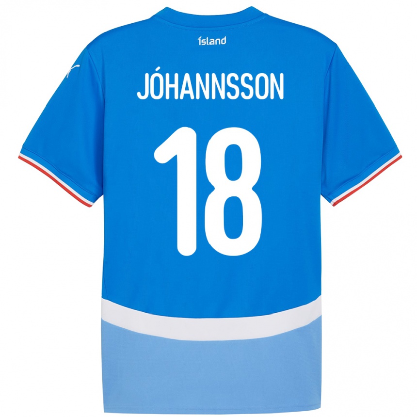 גברים כדורגל אִיסלַנד Helgi Jóhannsson #18 כְּחוֹל ג'רזי ביתית 24-26
