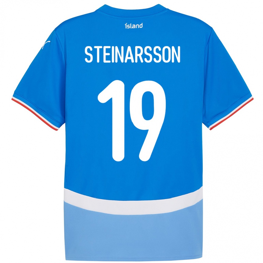 גברים כדורגל אִיסלַנד Ásgeir Steinn Steinarsson #19 כְּחוֹל ג'רזי ביתית 24-26