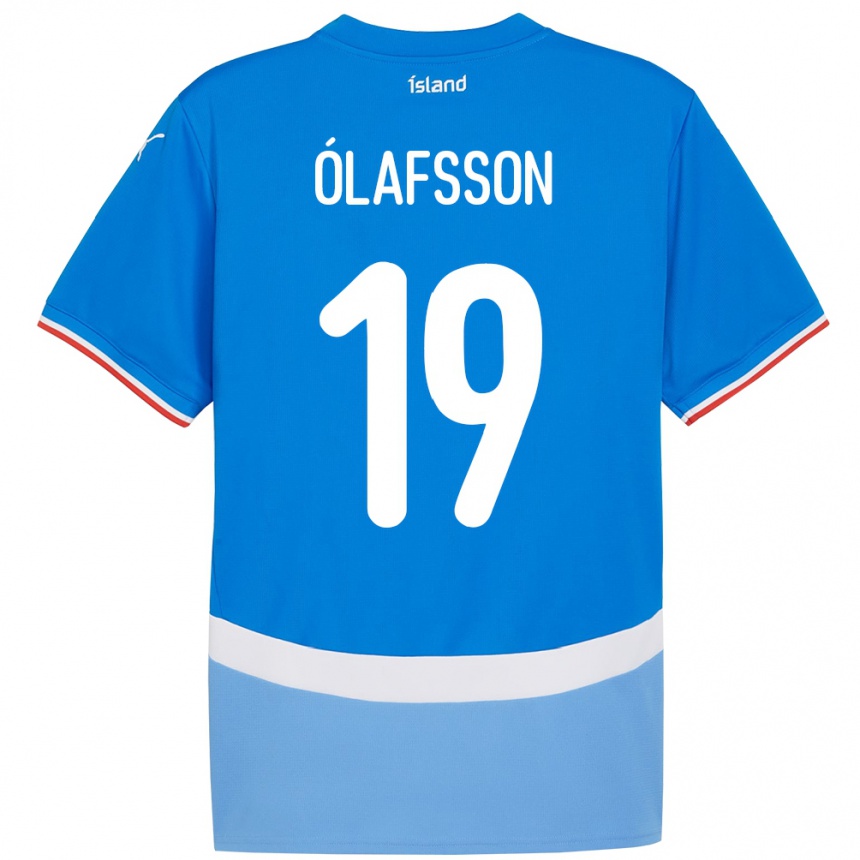 גברים כדורגל אִיסלַנד Sigurdur Stefán Ólafsson #19 כְּחוֹל ג'רזי ביתית 24-26