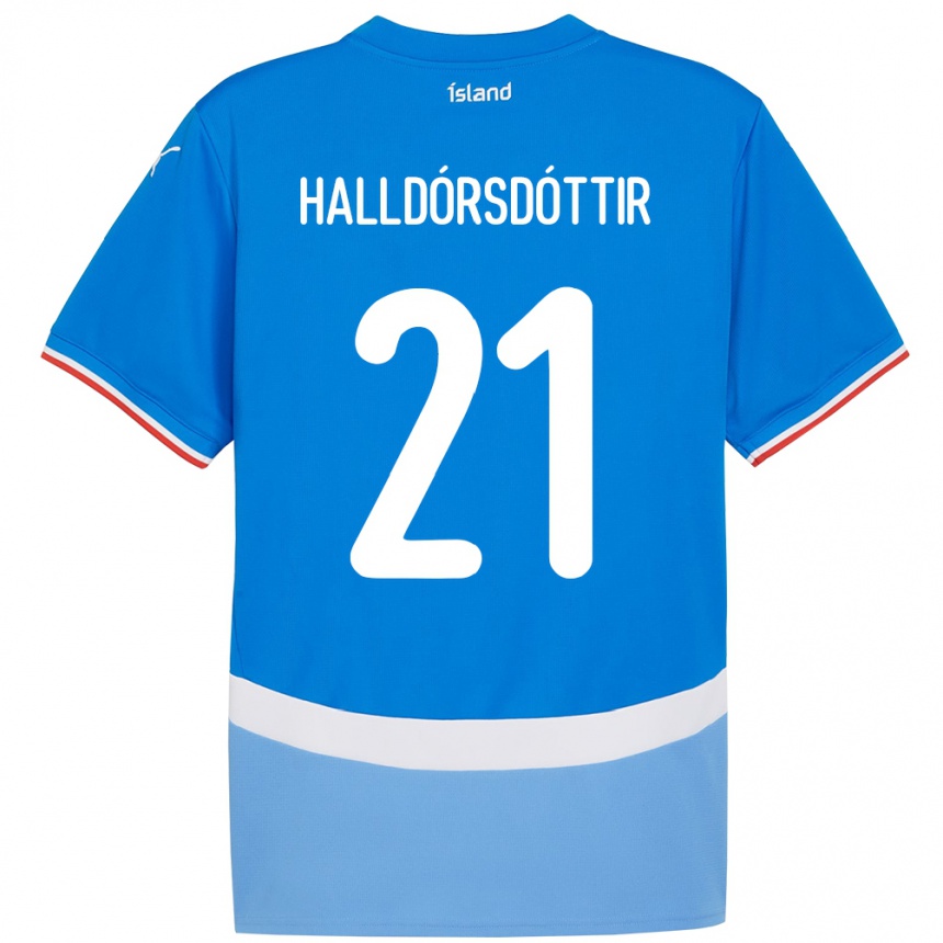 גברים כדורגל אִיסלַנד Hafrún Rakel Halldórsdóttir #21 כְּחוֹל ג'רזי ביתית 24-26