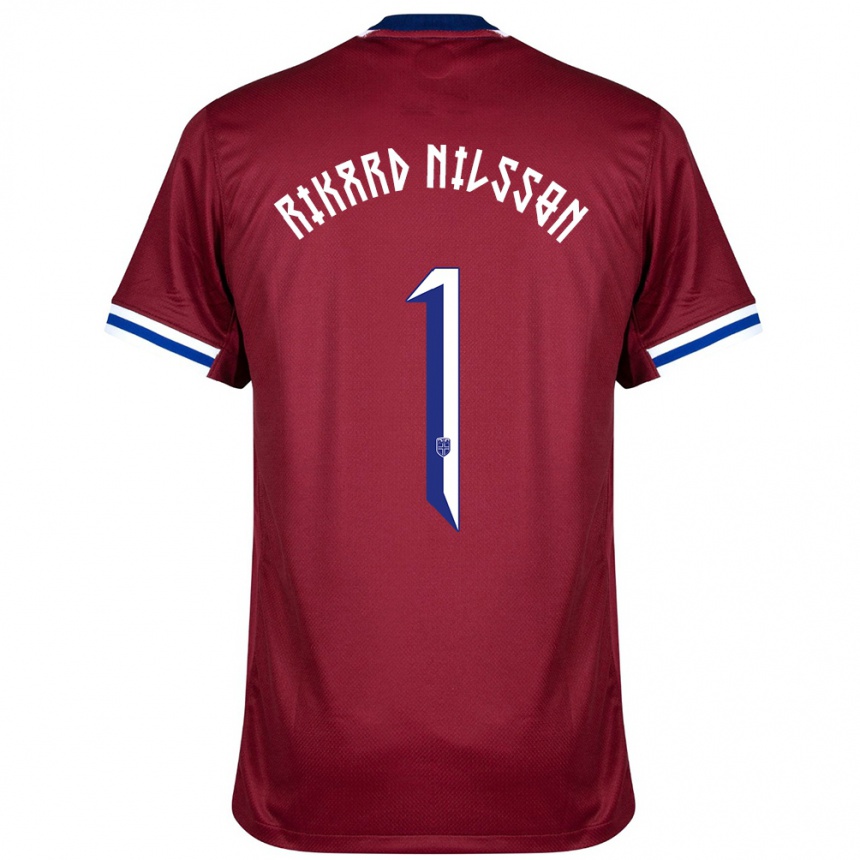 גברים כדורגל נורבגיה Oskar Rikard Nilsson #1 אדום כחול לבן ג'רזי ביתית 24-26