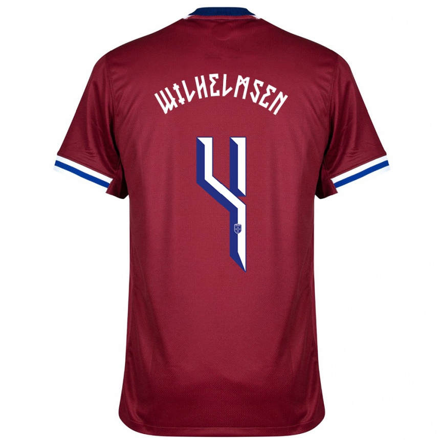 גברים כדורגל נורבגיה Andreas Wilhelmsen #4 אדום כחול לבן ג'רזי ביתית 24-26