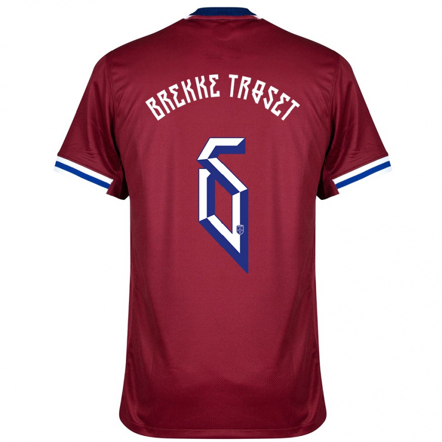 גברים כדורגל נורבגיה Henry Brekke Troset #6 אדום כחול לבן ג'רזי ביתית 24-26