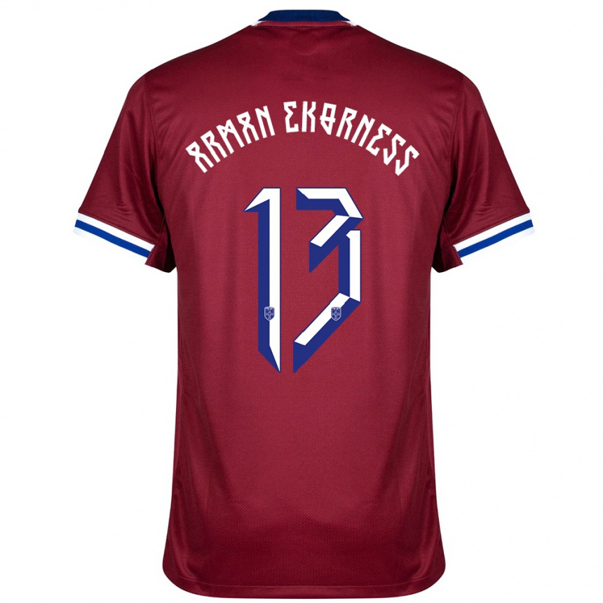 גברים כדורגל נורבגיה Karsten Arman Ekorness #13 אדום כחול לבן ג'רזי ביתית 24-26