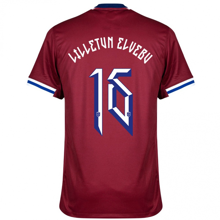 גברים כדורגל נורבגיה Aleksander Lilletun Elvebu #16 אדום כחול לבן ג'רזי ביתית 24-26