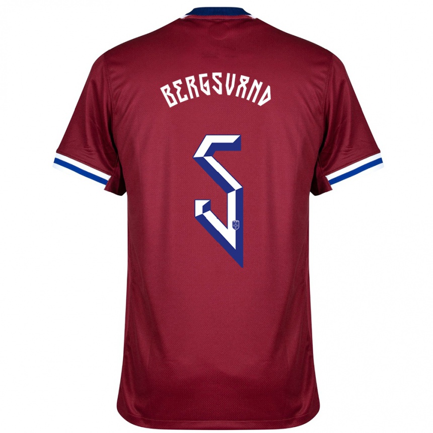 גברים כדורגל נורבגיה Guro Bergsvand #5 אדום כחול לבן ג'רזי ביתית 24-26