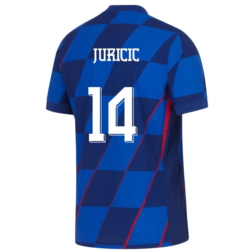 גברים כדורגל קרואטיה Mateo Juricic #14 כְּחוֹל הרחק ג'רזי 24-26