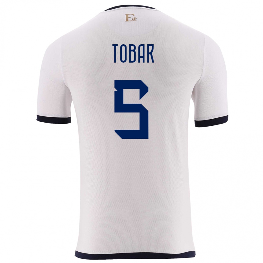 גברים כדורגל אקוודור Bolívar Tobar #5 לבן הרחק ג'רזי 24-26
