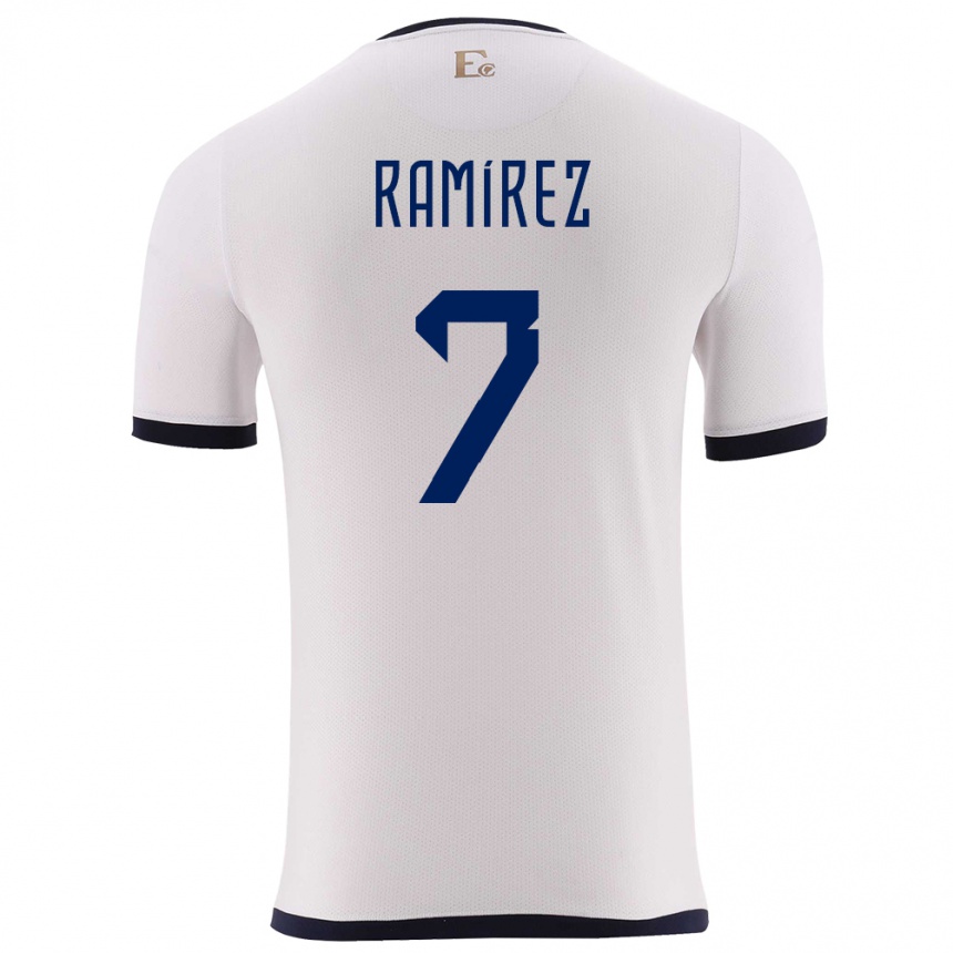 גברים כדורגל אקוודור Jalmar Ramírez #7 לבן הרחק ג'רזי 24-26