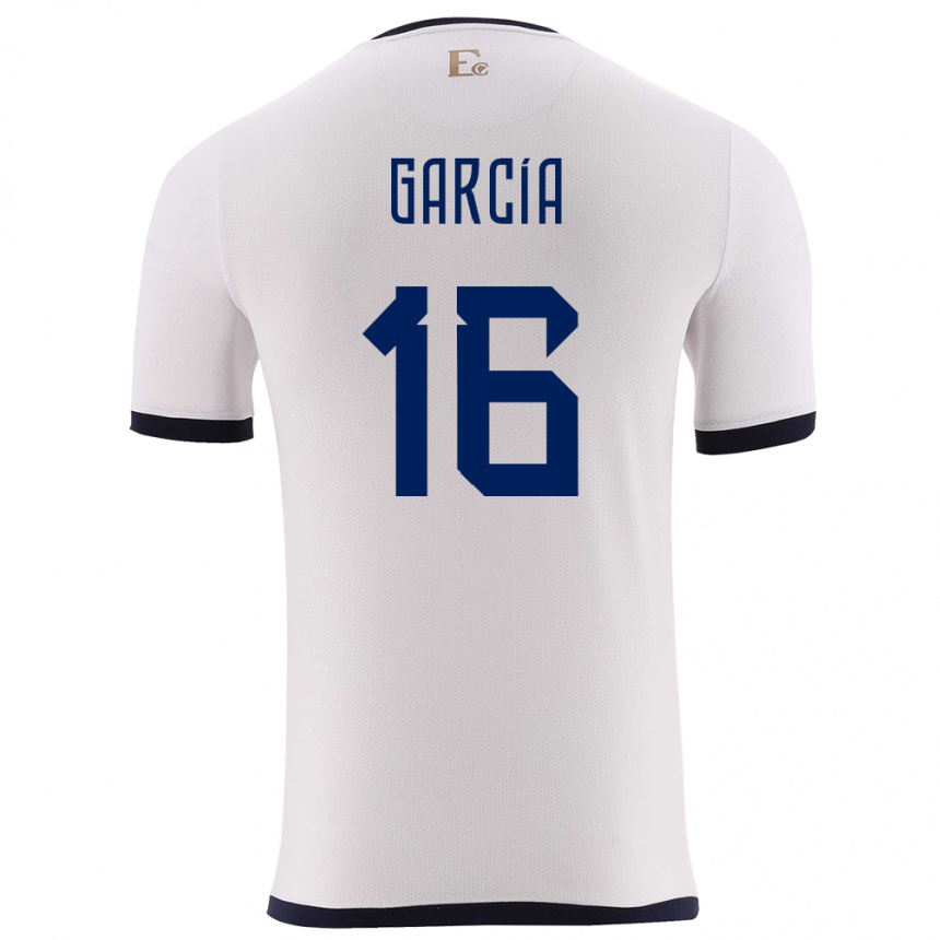 גברים כדורגל אקוודור Yaxi García #16 לבן הרחק ג'רזי 24-26
