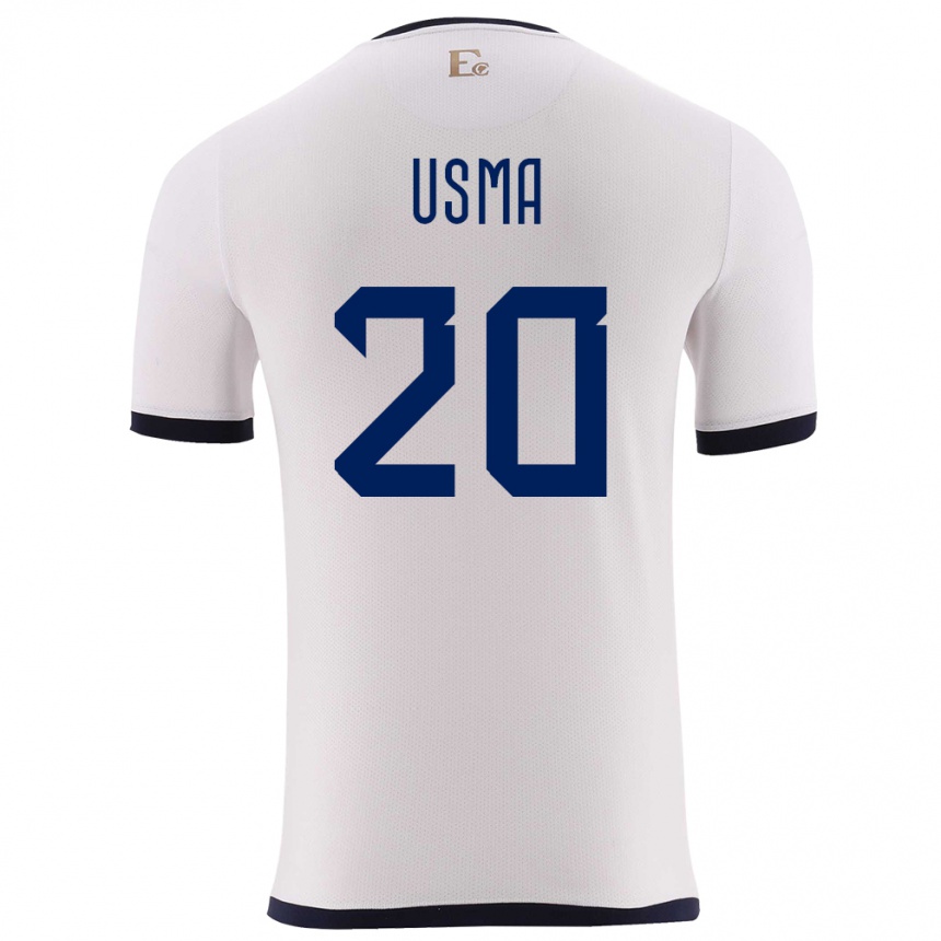 גברים כדורגל אקוודור Juan Usma #20 לבן הרחק ג'רזי 24-26