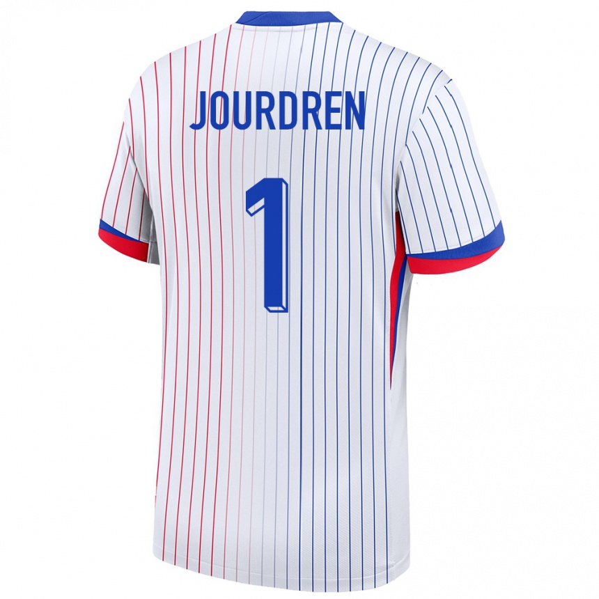 גברים כדורגל צרפת Ilan Jourdren #1 לבן הרחק ג'רזי 24-26