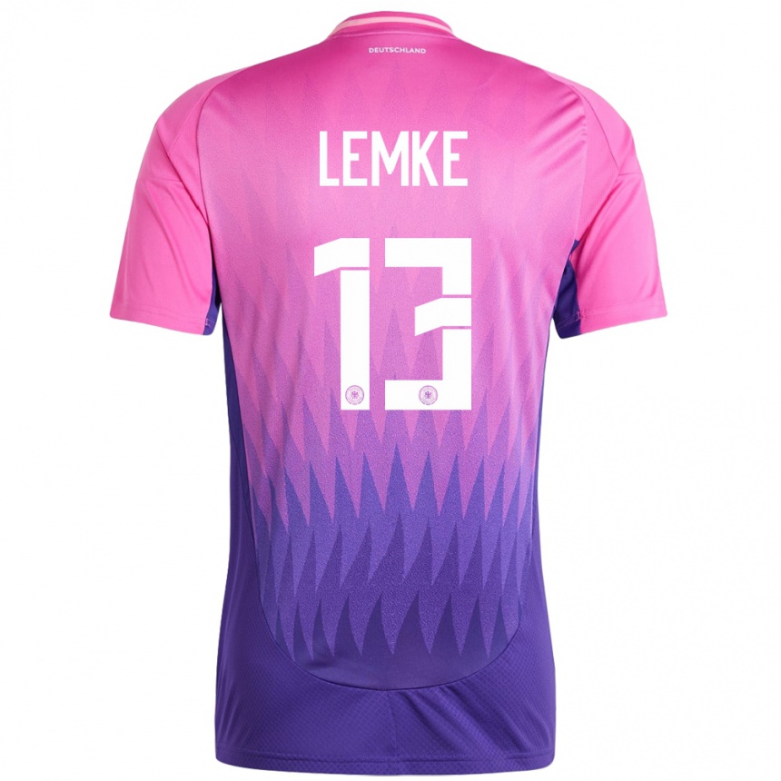 גברים כדורגל גרמניה Louis Lemke #13 ורוד סגול הרחק ג'רזי 24-26