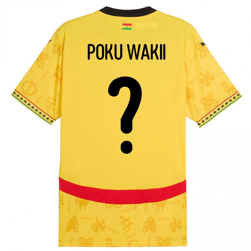 גברים כדורגל גאנה Godfred Poku Wakii #0 צָהוֹב הרחק ג'רזי 24-26