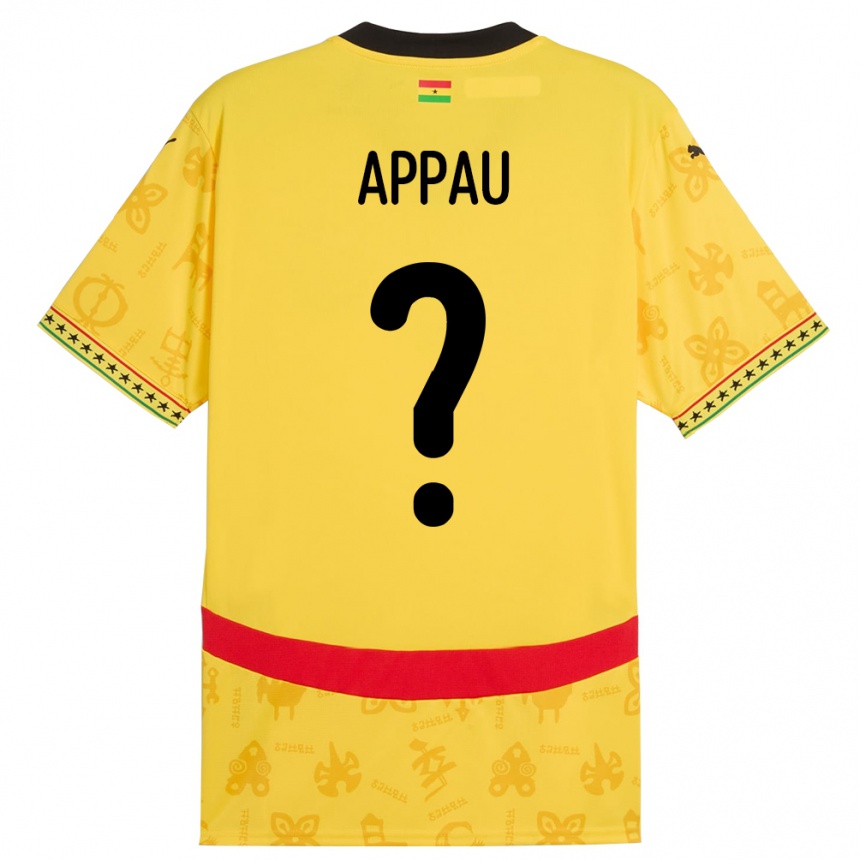 גברים כדורגל גאנה Emmanuel Appau #0 צָהוֹב הרחק ג'רזי 24-26