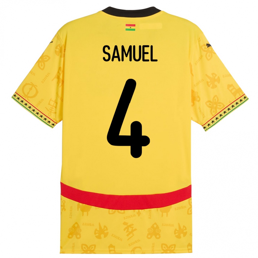 גברים כדורגל גאנה Samuel Abbey-Ashie Quaye #4 צָהוֹב הרחק ג'רזי 24-26