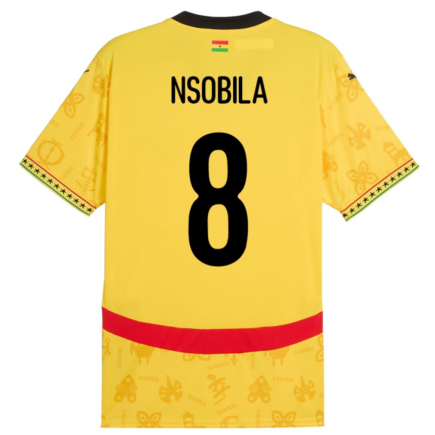 גברים כדורגל גאנה Dominic Nsobila #8 צָהוֹב הרחק ג'רזי 24-26