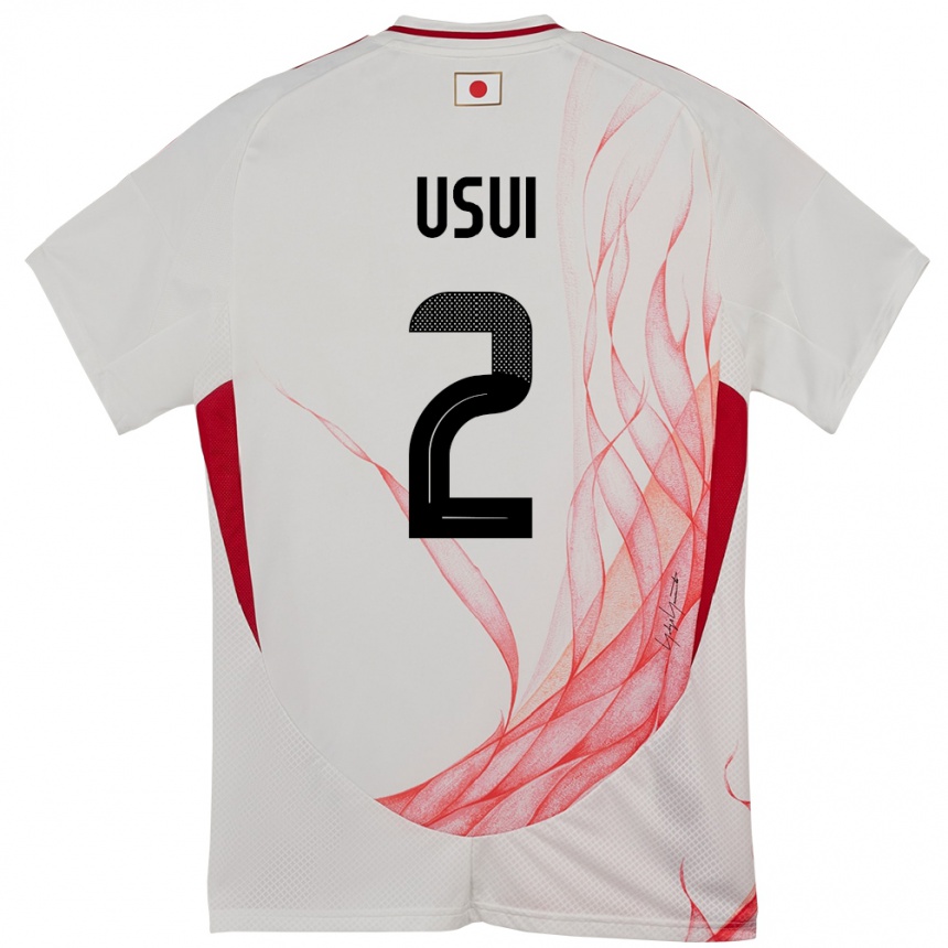 גברים כדורגל יַפָּן Tsubasa Usui #2 לָבָן הרחק ג'רזי 24-26