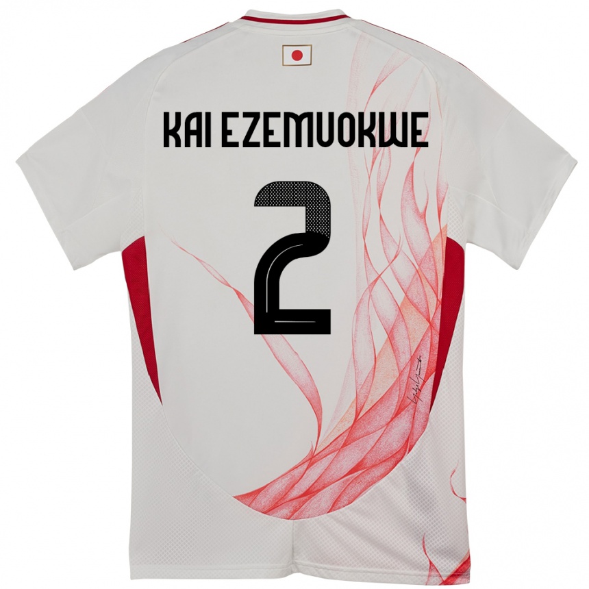 גברים כדורגל יַפָּן Chimezie Kai Ezemuokwe #2 לָבָן הרחק ג'רזי 24-26