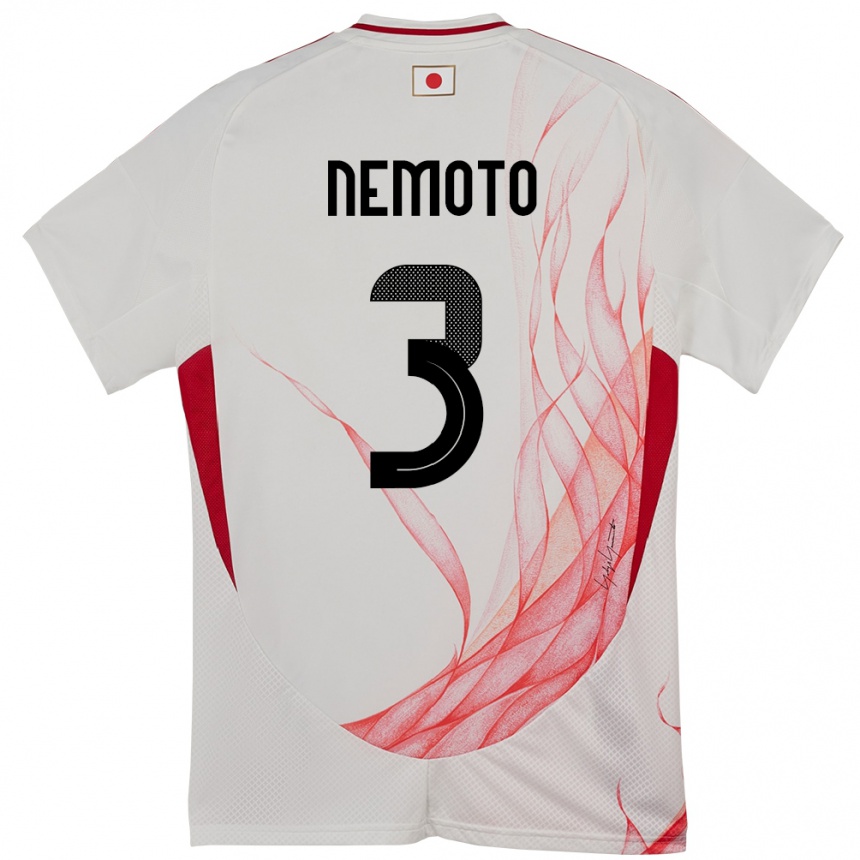 גברים כדורגל יַפָּן Kenta Nemoto #3 לָבָן הרחק ג'רזי 24-26