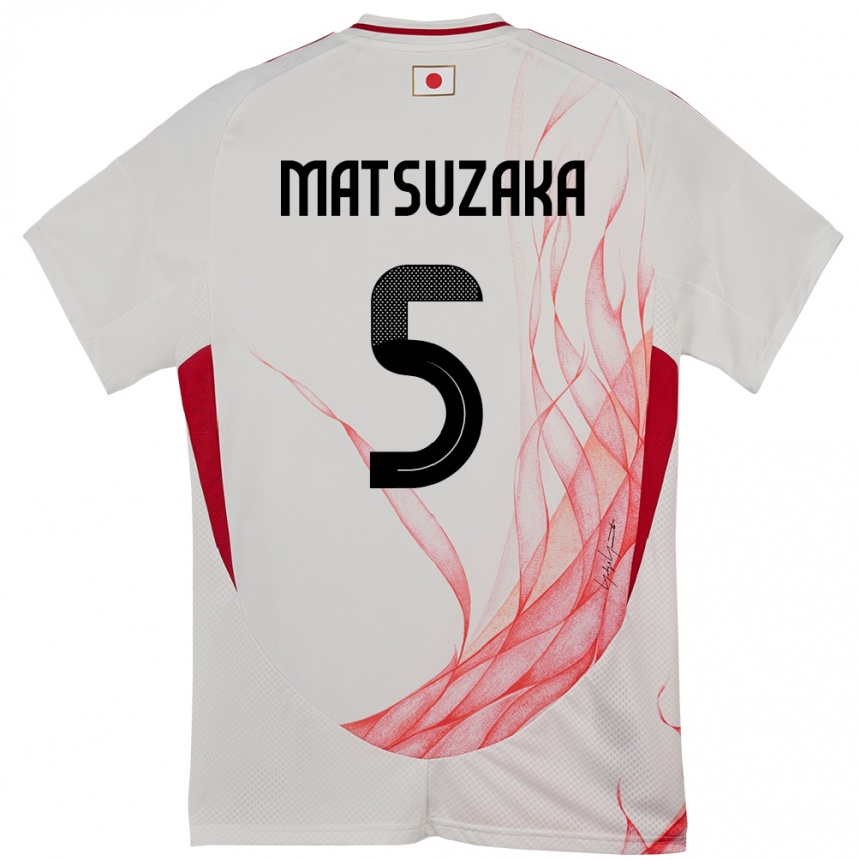 גברים כדורגל יַפָּן Aoi Matsuzaka #5 לָבָן הרחק ג'רזי 24-26