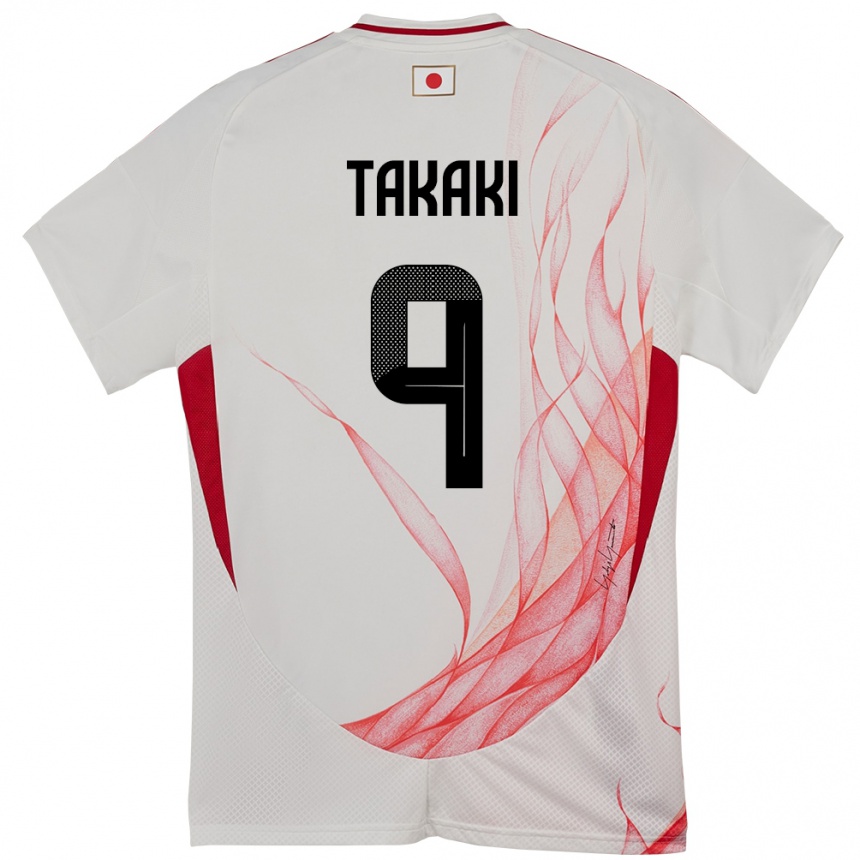 גברים כדורגל יַפָּן Eito Takaki #9 לָבָן הרחק ג'רזי 24-26