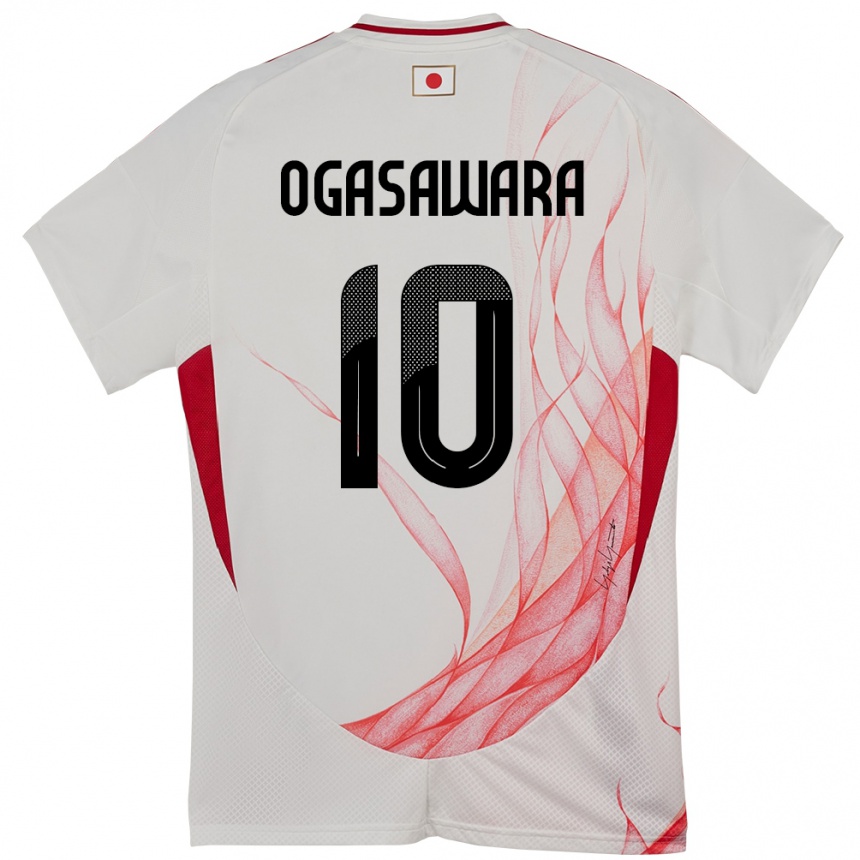 גברים כדורגל יַפָּן Hiro Ogasawara #10 לָבָן הרחק ג'רזי 24-26