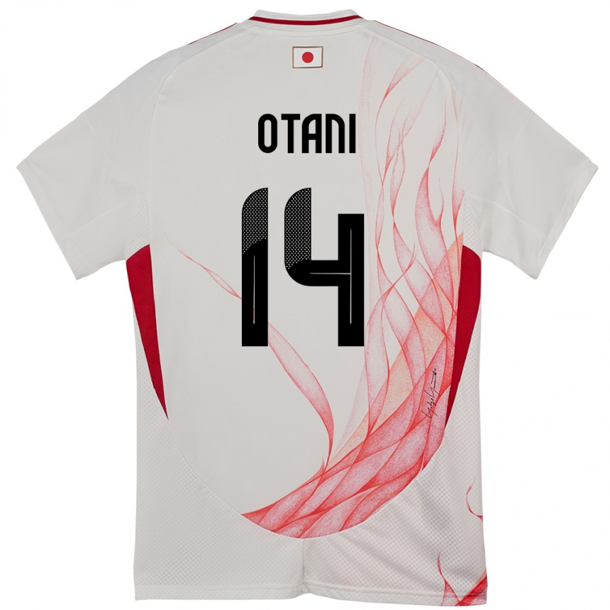 גברים כדורגל יַפָּן Minato Otani #14 לָבָן הרחק ג'רזי 24-26
