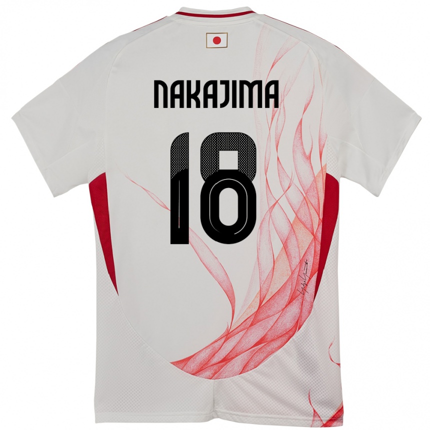 גברים כדורגל יַפָּן Yotaro Nakajima #18 לָבָן הרחק ג'רזי 24-26