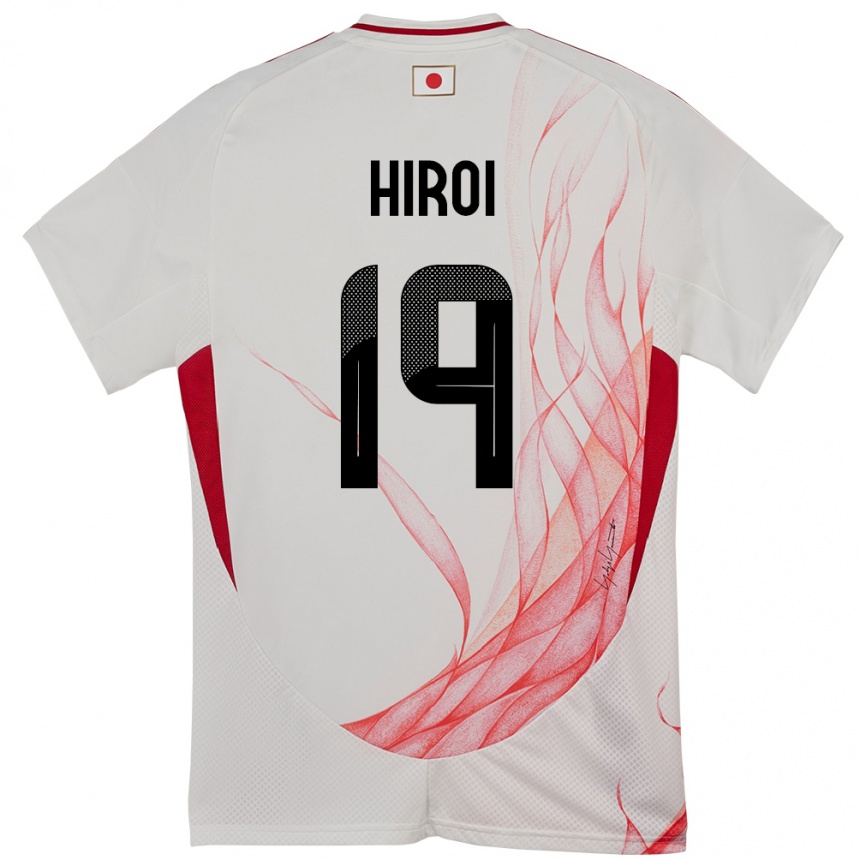 גברים כדורגל יַפָּן Rando Hiroi #19 לָבָן הרחק ג'רזי 24-26