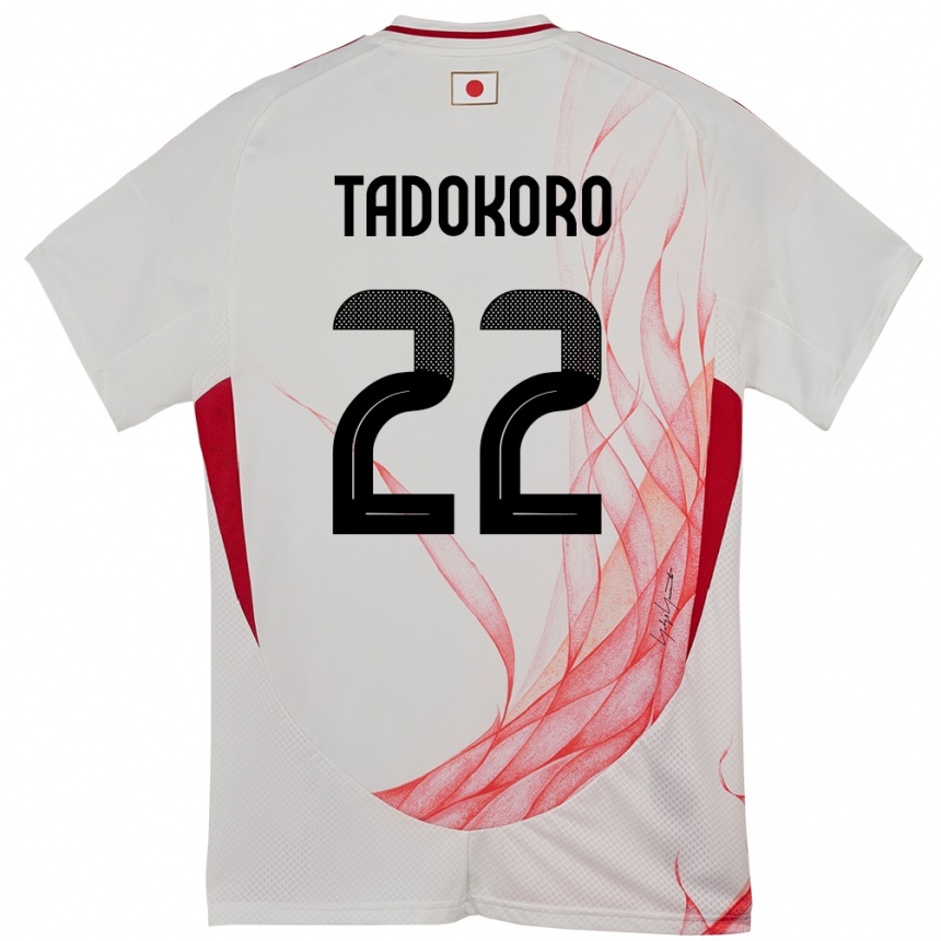 גברים כדורגל יַפָּן Rio Tadokoro #22 לָבָן הרחק ג'רזי 24-26