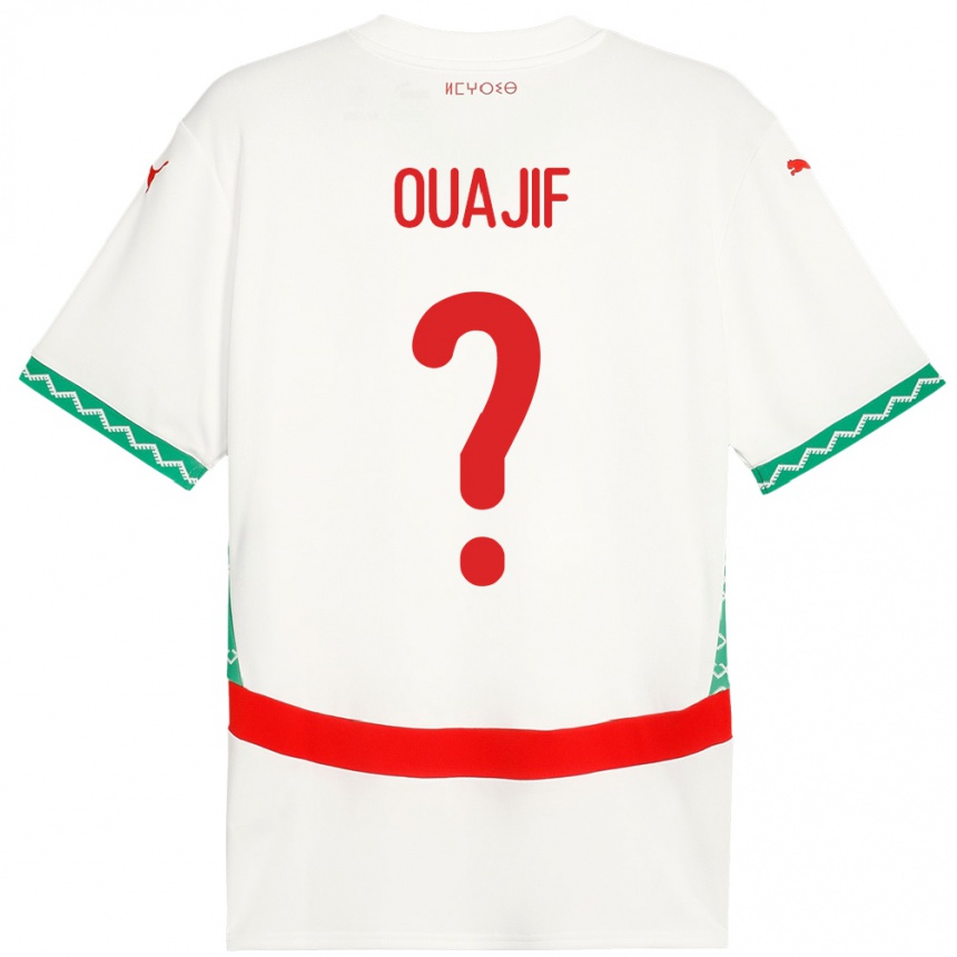 גברים כדורגל מָרוֹקוֹ Naël Ouajif #0 לָבָן הרחק ג'רזי 24-26