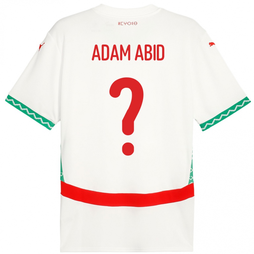 גברים כדורגל מָרוֹקוֹ Mohamed Adam Abid #0 לָבָן הרחק ג'רזי 24-26