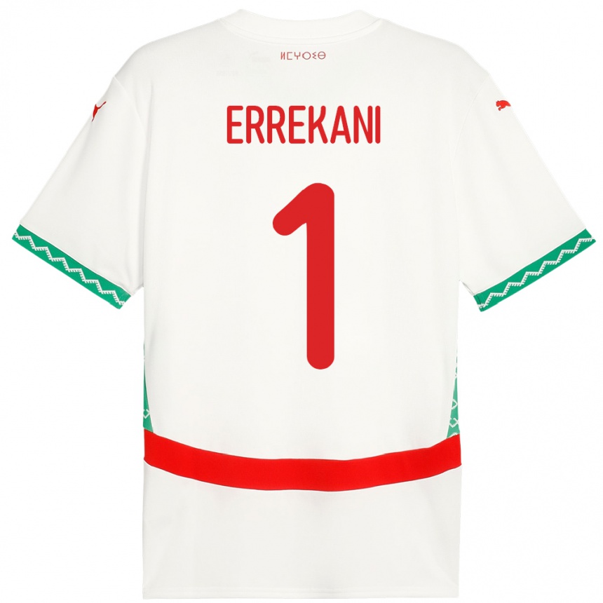גברים כדורגל מָרוֹקוֹ Yahya Errekani #1 לָבָן הרחק ג'רזי 24-26
