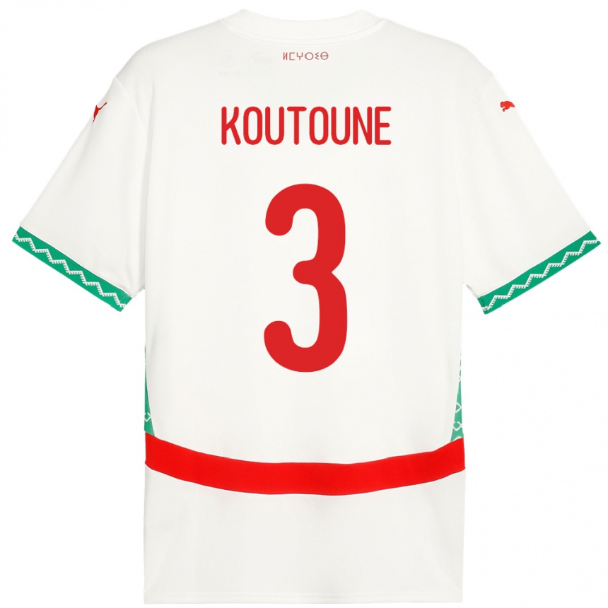 גברים כדורגל מָרוֹקוֹ Hamza Koutoune #3 לָבָן הרחק ג'רזי 24-26