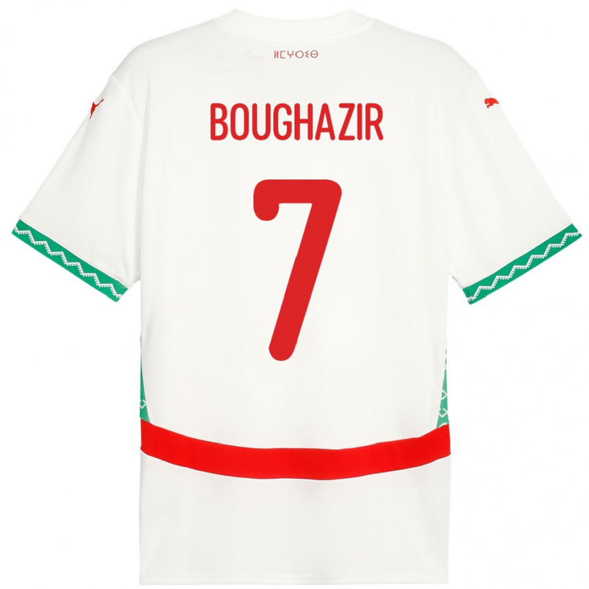 גברים כדורגל מָרוֹקוֹ Adam Boughazir #7 לָבָן הרחק ג'רזי 24-26