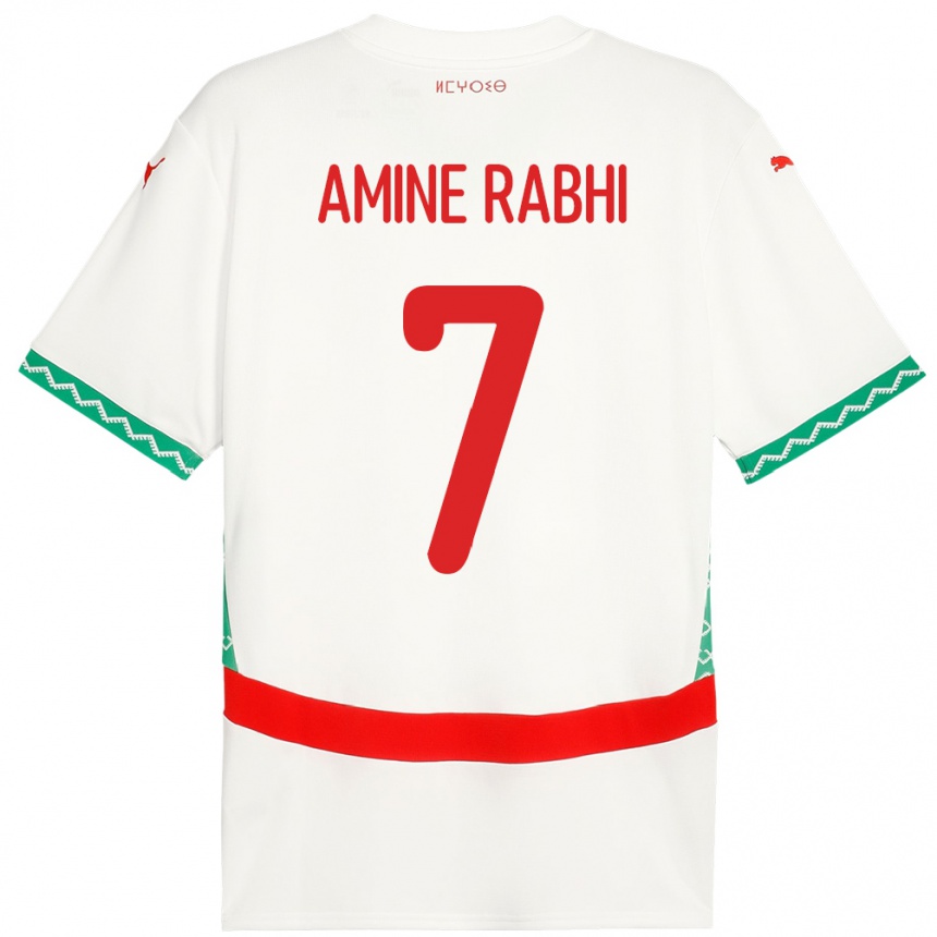 גברים כדורגל מָרוֹקוֹ Mohamed Amine Rabhi #7 לָבָן הרחק ג'רזי 24-26