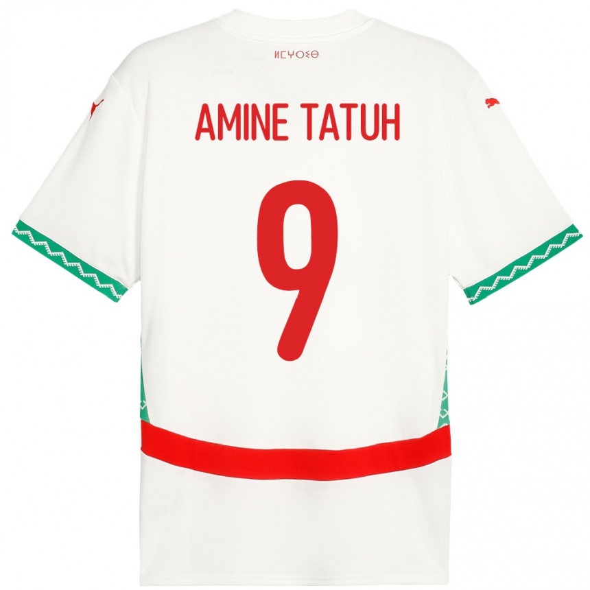 גברים כדורגל מָרוֹקוֹ Mohammed Amine Tatuh #9 לָבָן הרחק ג'רזי 24-26