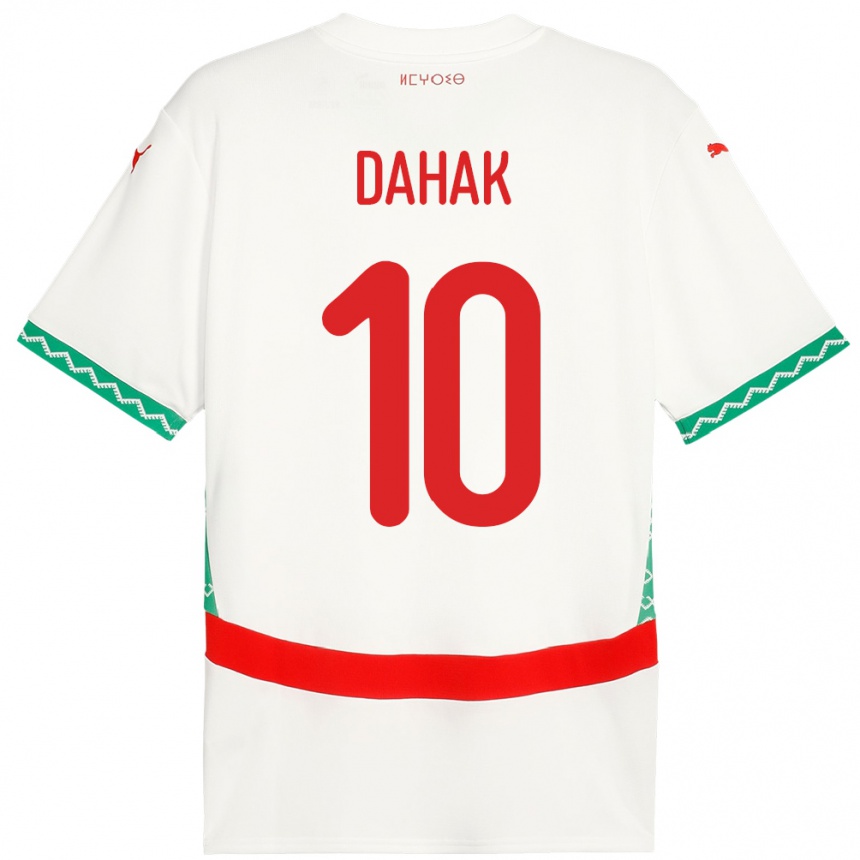 גברים כדורגל מָרוֹקוֹ Mouad Dahak #10 לָבָן הרחק ג'רזי 24-26